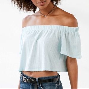 Urban Outfitters Blue Off-The-Shoulder Top